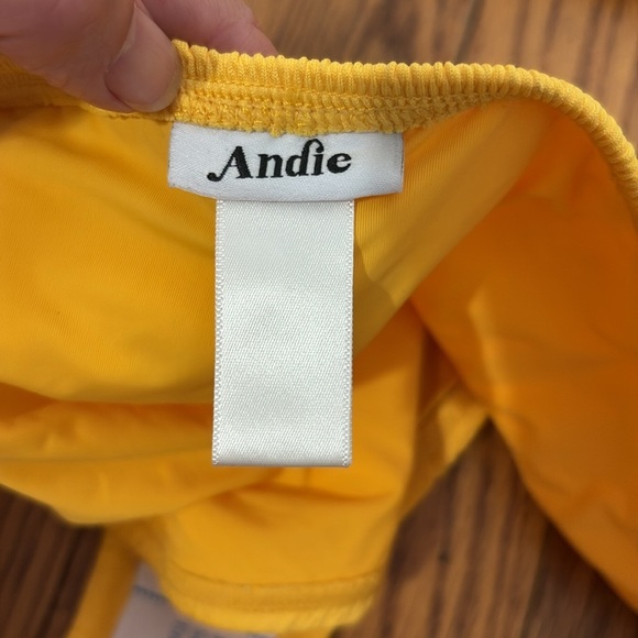 Andie Bikini Set Rye Top Classic Bikini Bottom Smocked Sunstruck Yellow sz Small - Picture 9 of 9
